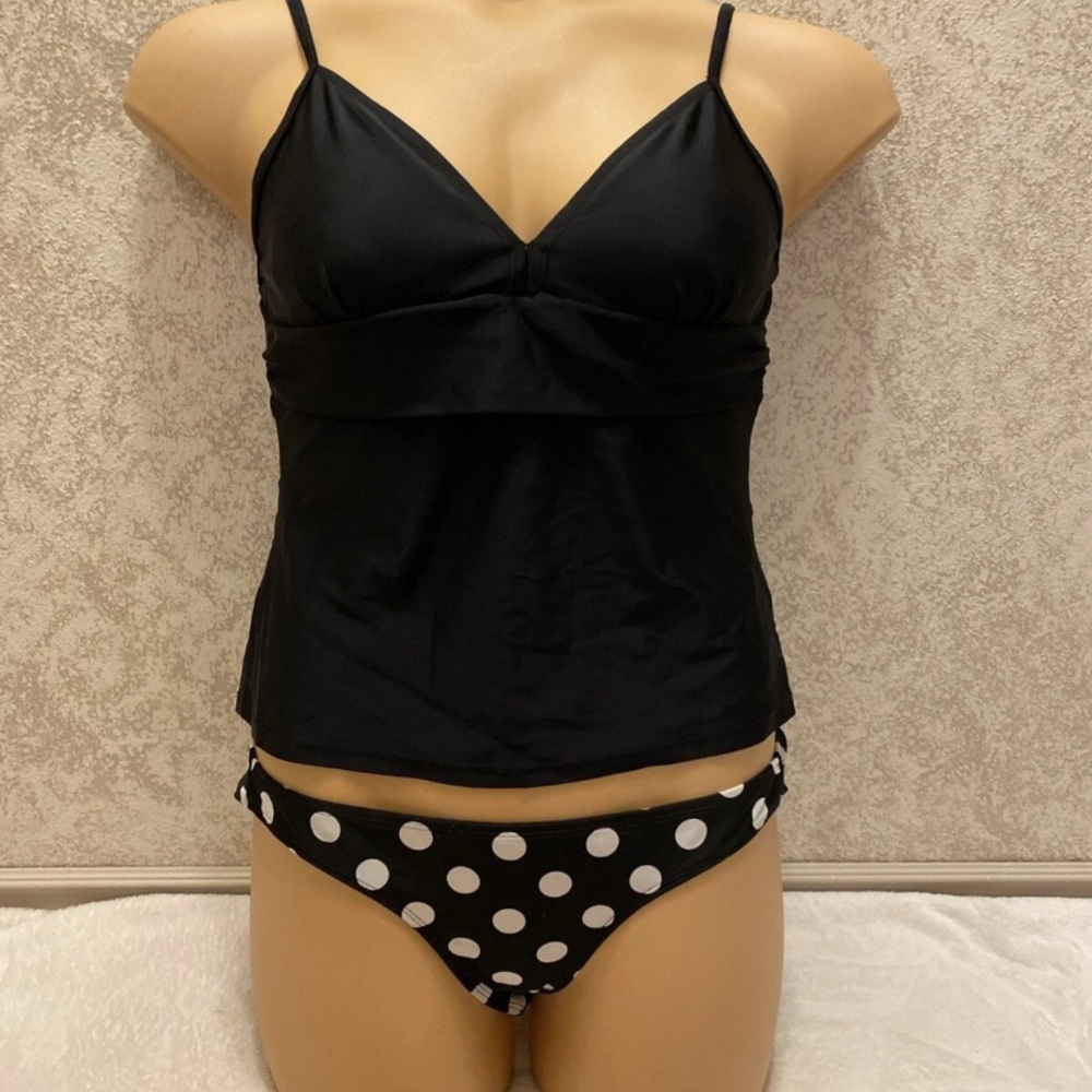 Chic Black and White Polka Dot Bikini Set